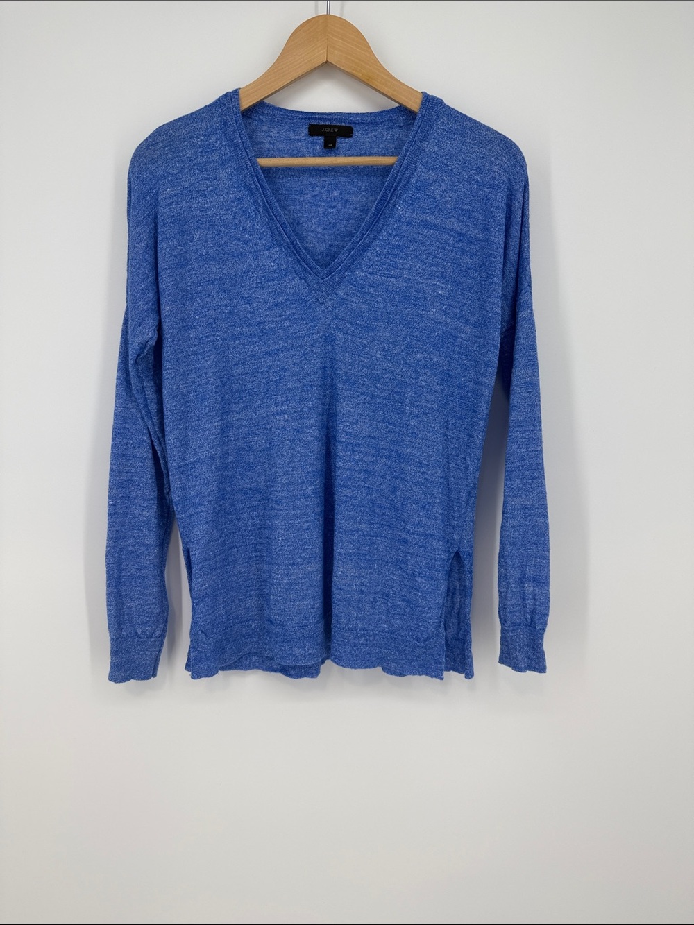 J. Crew Heathered Royal Blue V-Neck Sweater Size XS